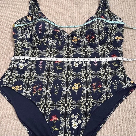 Agua Bendita x Target Navy Blue Floral Tile Cheeky One Piece Swimsuit - Picture 15 of 16